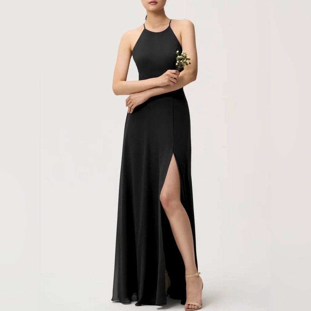 NWT Jenny Yoo Chiffon Kayla Dress in Black size 2